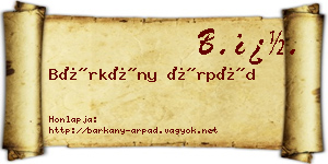 Bárkány Árpád névjegykártya