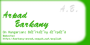 arpad barkany business card